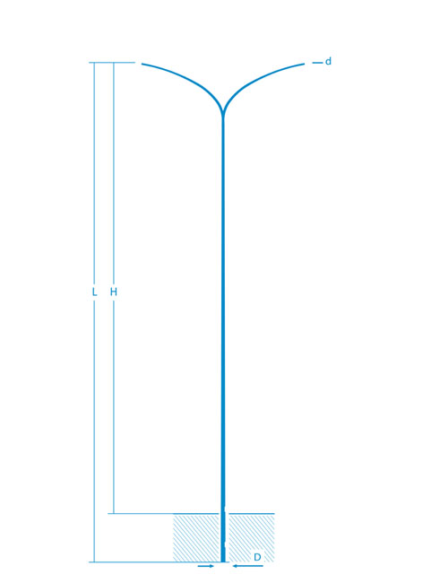 Double curved hot rolled HSP poles-PCS 6083 Aurelia